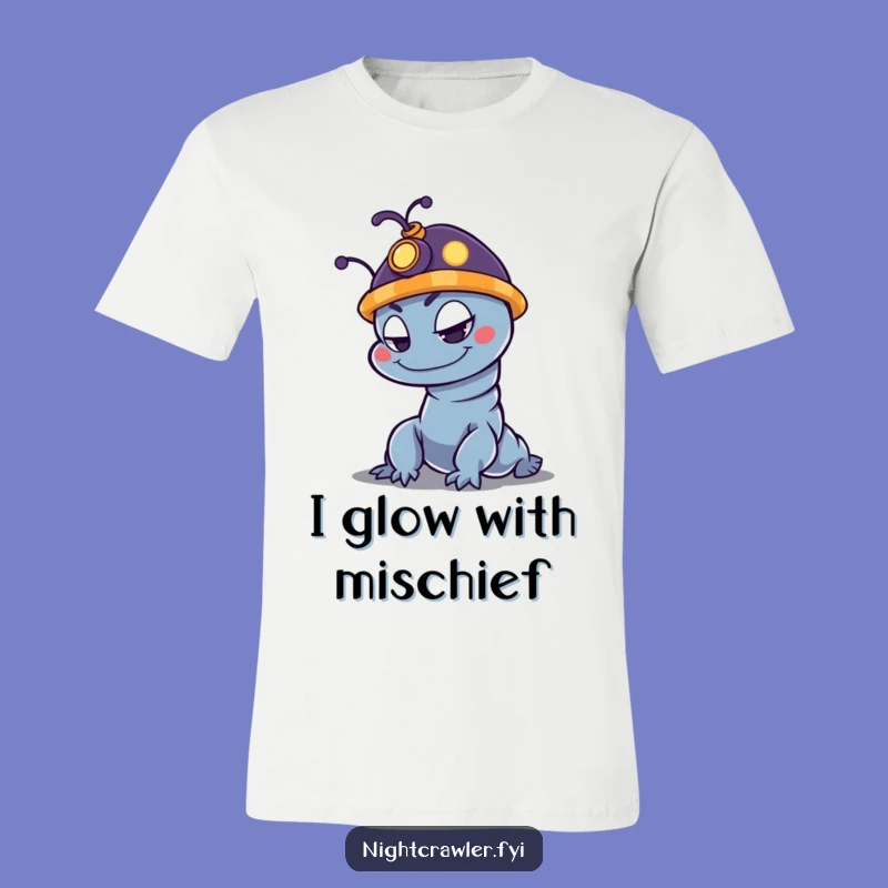 Funny Night Crawler T-Shirt with Glowing Hat - Mischievous Character Tee, Perfect Funny Gift