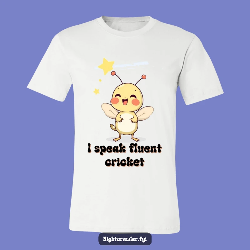 Funny Cricket Chirp T-Shirt: Cheerful Starry Character Tee