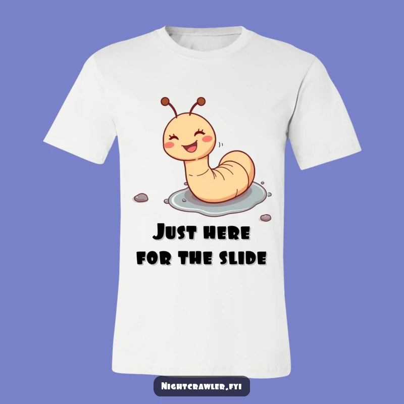 Funny Worm Sliding Down Pebble T-Shirt: Hilarious Outdoor Adventure Tee