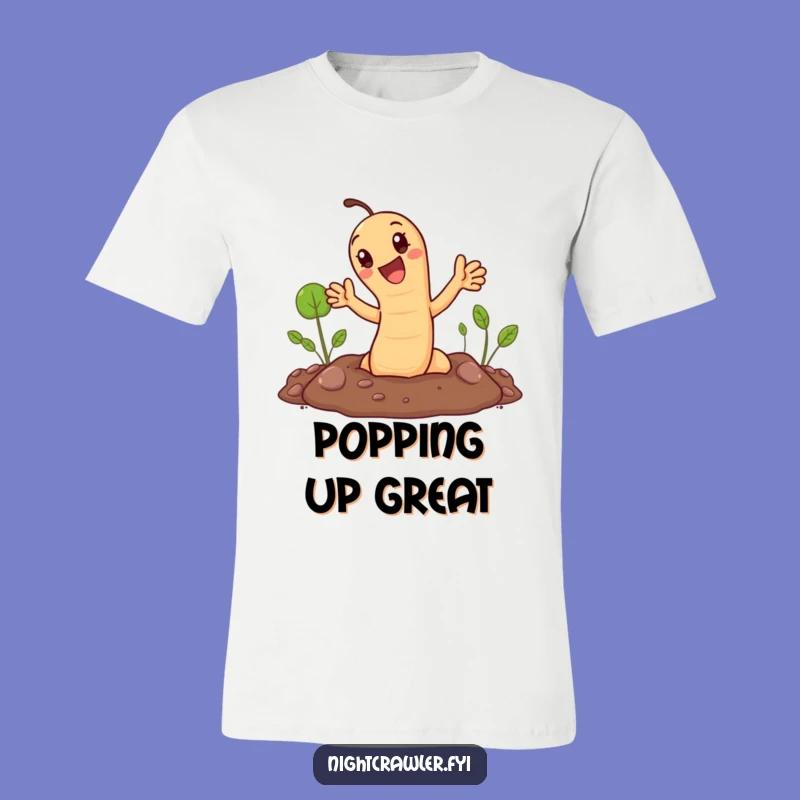 Funny Waving Earthworm T-Shirt - Wear Your Garden Greetings Humor