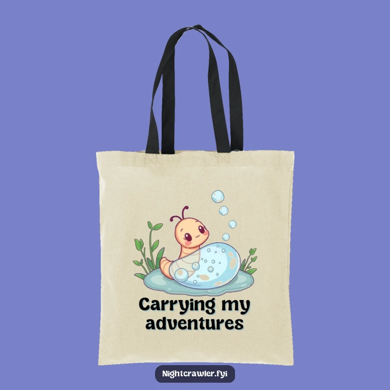 Funny Curious Earthworm Dewdrop Tote Bag: Carry Your Discoveries in Style