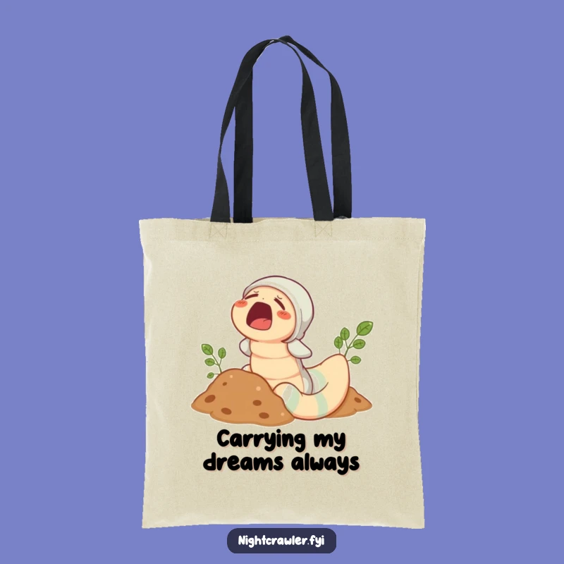 Funny Earthworm Pajama Tote Bag: Cute Yawning Worm, Perfect Shopping & Hilarious Gift