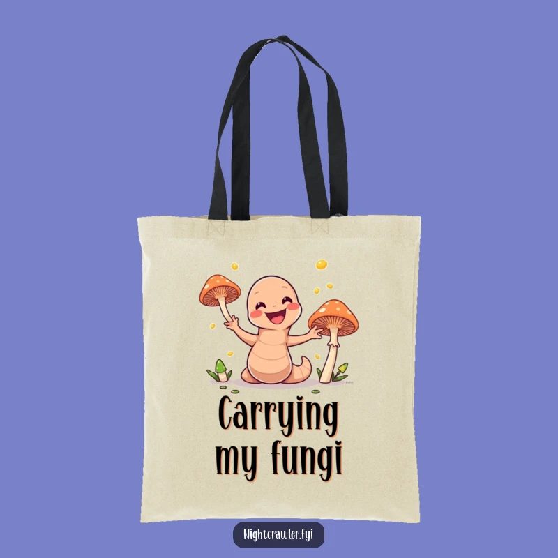 Funny Earthworm Juggling Mushrooms Tote Bag: Your Go-To for Whimsical Errands
