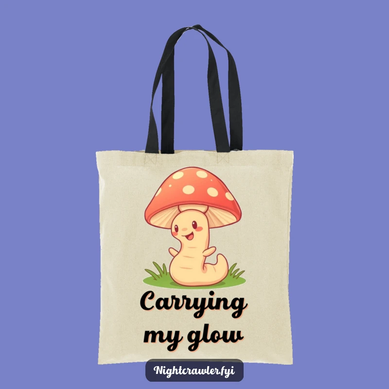 Funny Earthworm Adventures Tote Bag, Cute Character Carry-all for Daily Finds