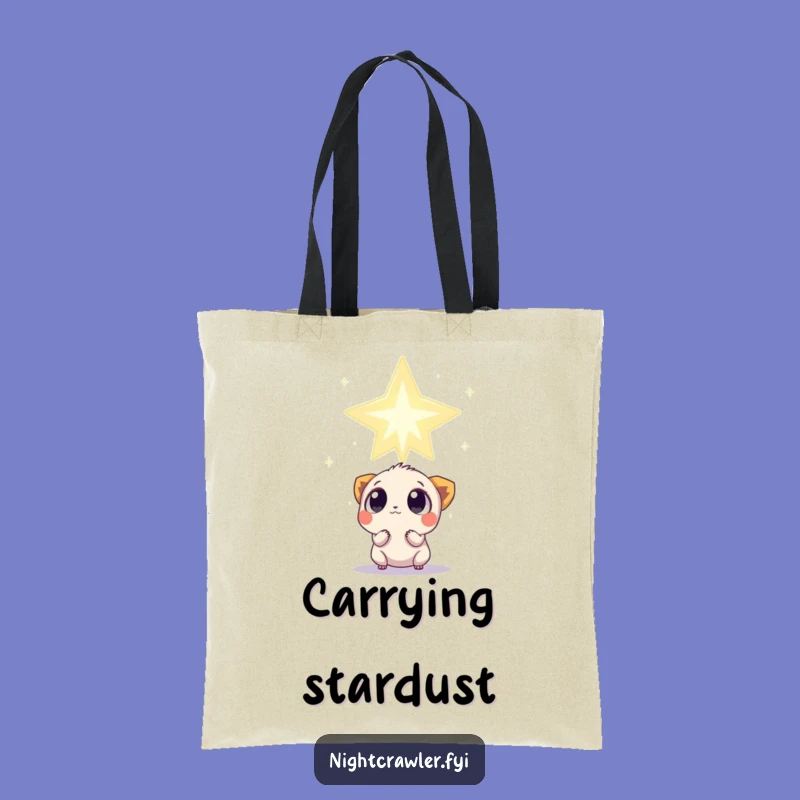 Funny Star Gazer Tote Bag: Curious Creature's Colossal Twinkle Surprise Carryall
