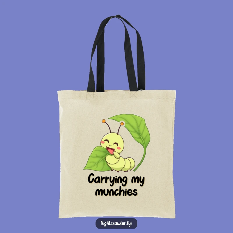 Funny Caterpillar Munching Tote Bag: Carry Your Snacks and Style