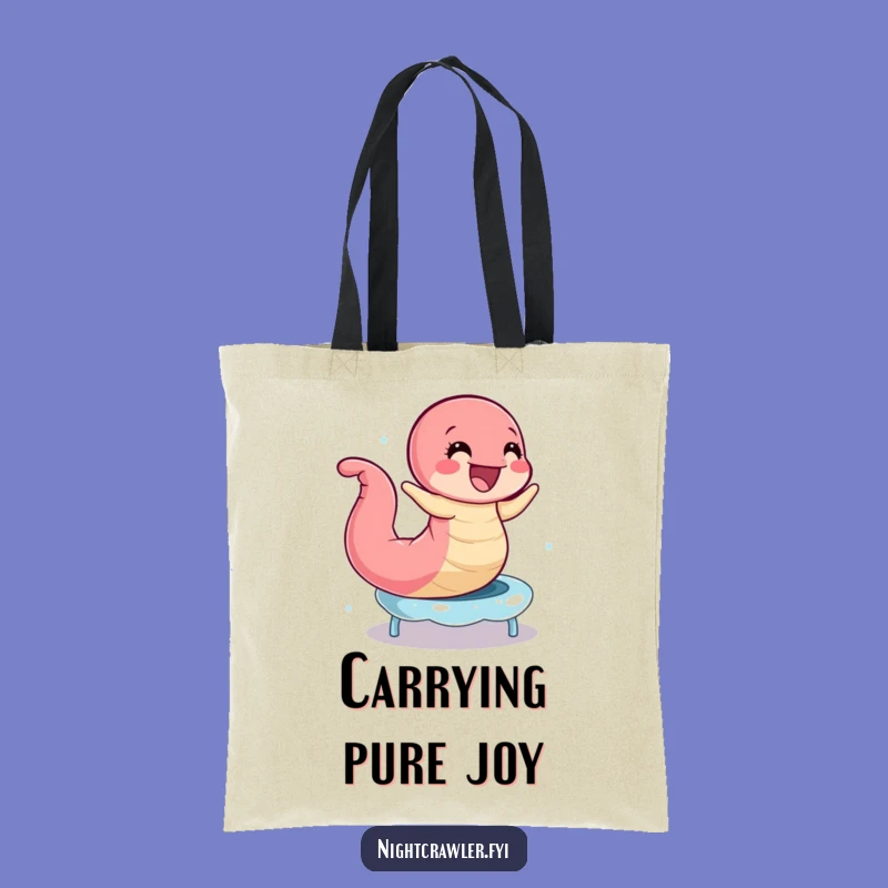 Funny Earthworm Trampoline Tote Bag: Joyful Bouncing Worm, Perfect Carry & Gift
