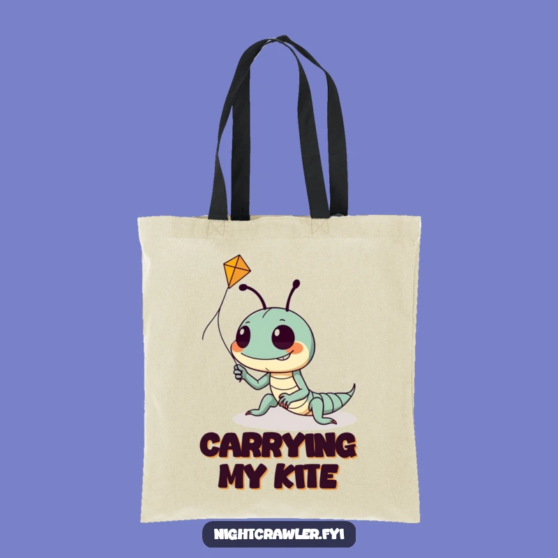 Funny Kite Flying Night Crawler Tote Bag: Goofy Dreamer Carry-All