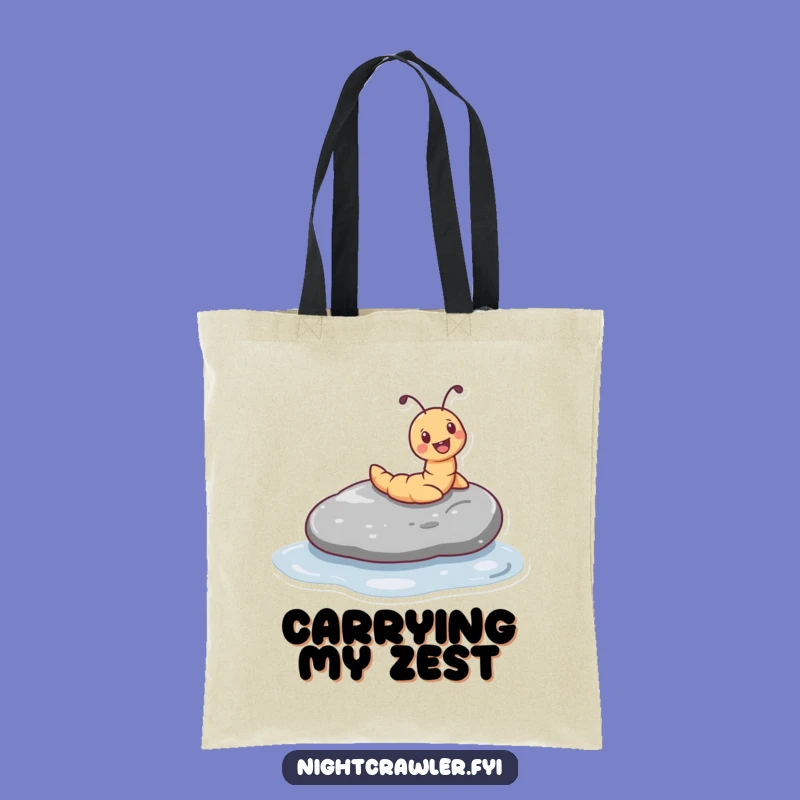 Funny Worm Sliding Tote Bag - Joyful Worm Pebble Slide Carryall