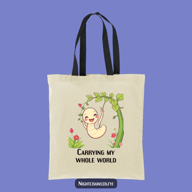 Funny Worm Tote Bag: Garden Swinging Character, Stylish & Humorous Shopping Gift