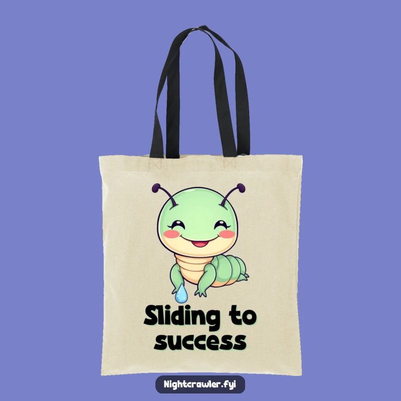 Funny Night Crawler Dewdrop Slide Tote Bag: Cheerful Character Carry-All for Fun